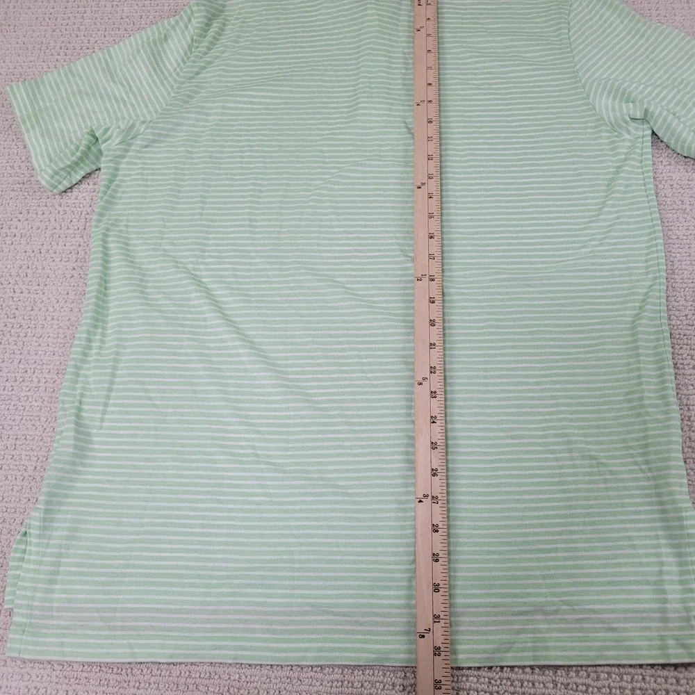 Polo Ralph Lauren Shirt‎ Mens XL Green White Striped Golf Short Sleeve Cotton